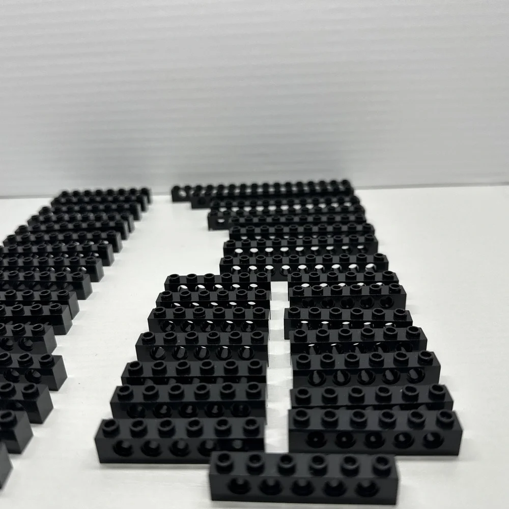 Lego Technic Bricks W/Holes -Black 1x4, 1x6, 1x8, 1x10, 1x12, 1x14 & 1x16 Lot 47